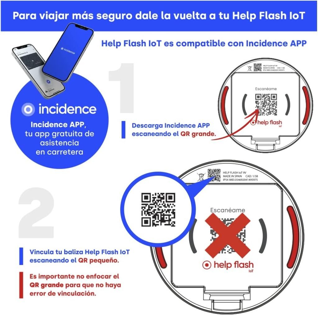 Instrucciones para vincular la V16 con la aplicación IncidenceApp, escaneando el código QR