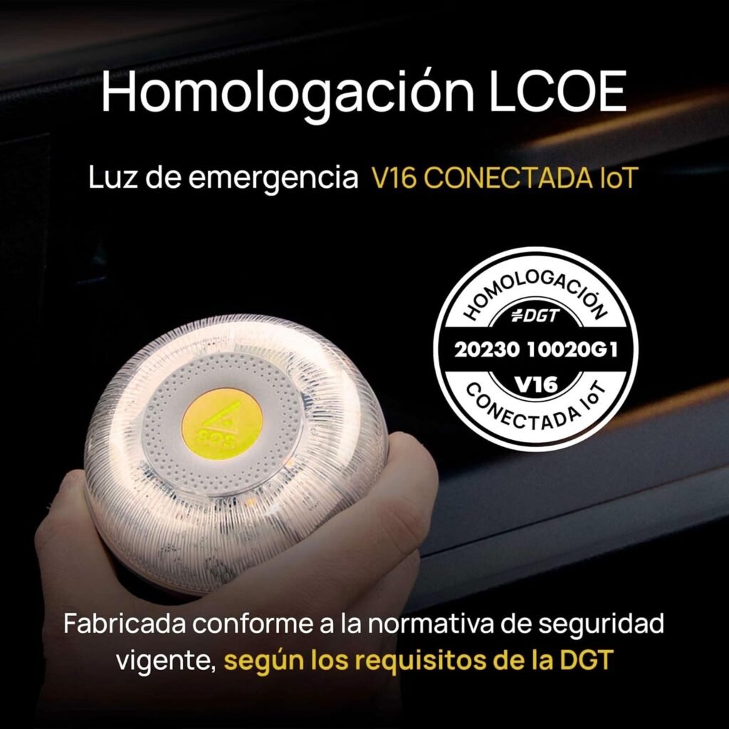 Luz de emergencia RACC V16 con homologación DGT, cumpliendo con las normativas vigentes de seguridad vial